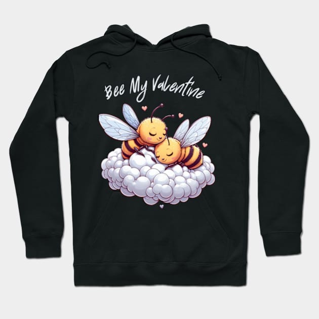 couple of bees embracing on a cloud, Bee My Valentine Hoodie by StyleTops